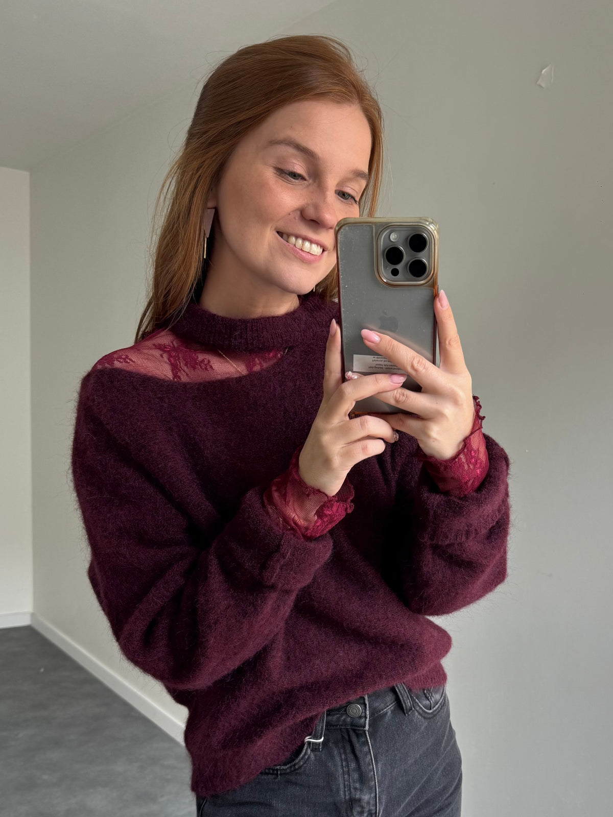 Trui Saar longsleeve bordeaux