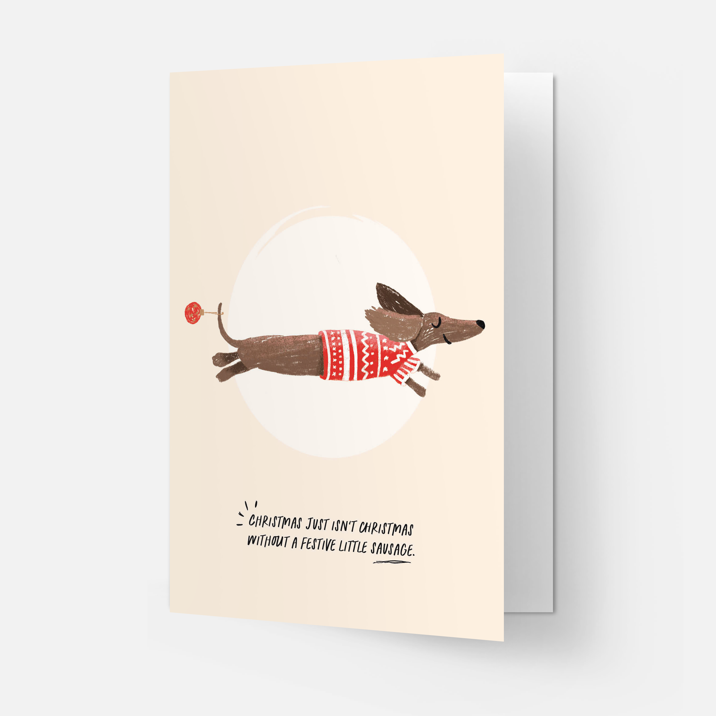 Feestelijke wenskaart met worst