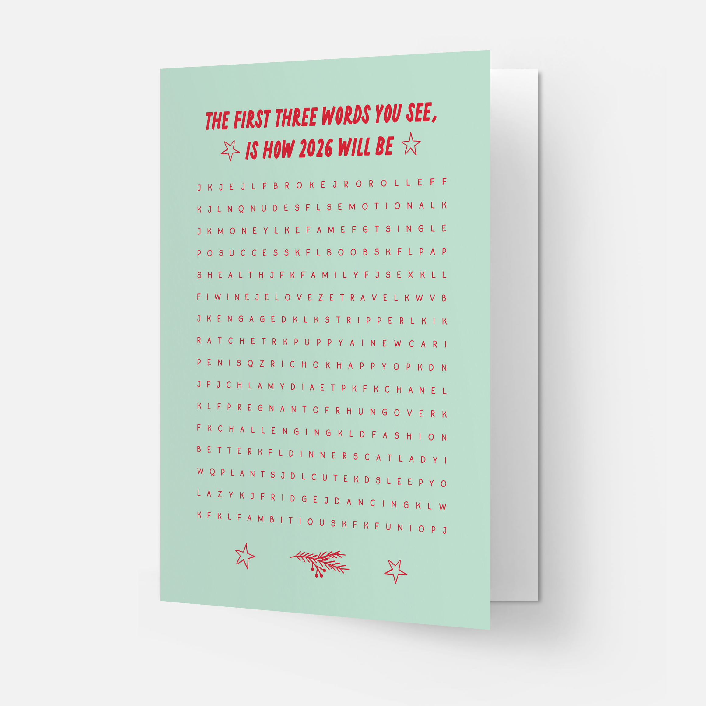 Eerste drie woorden 2026 wenskaart