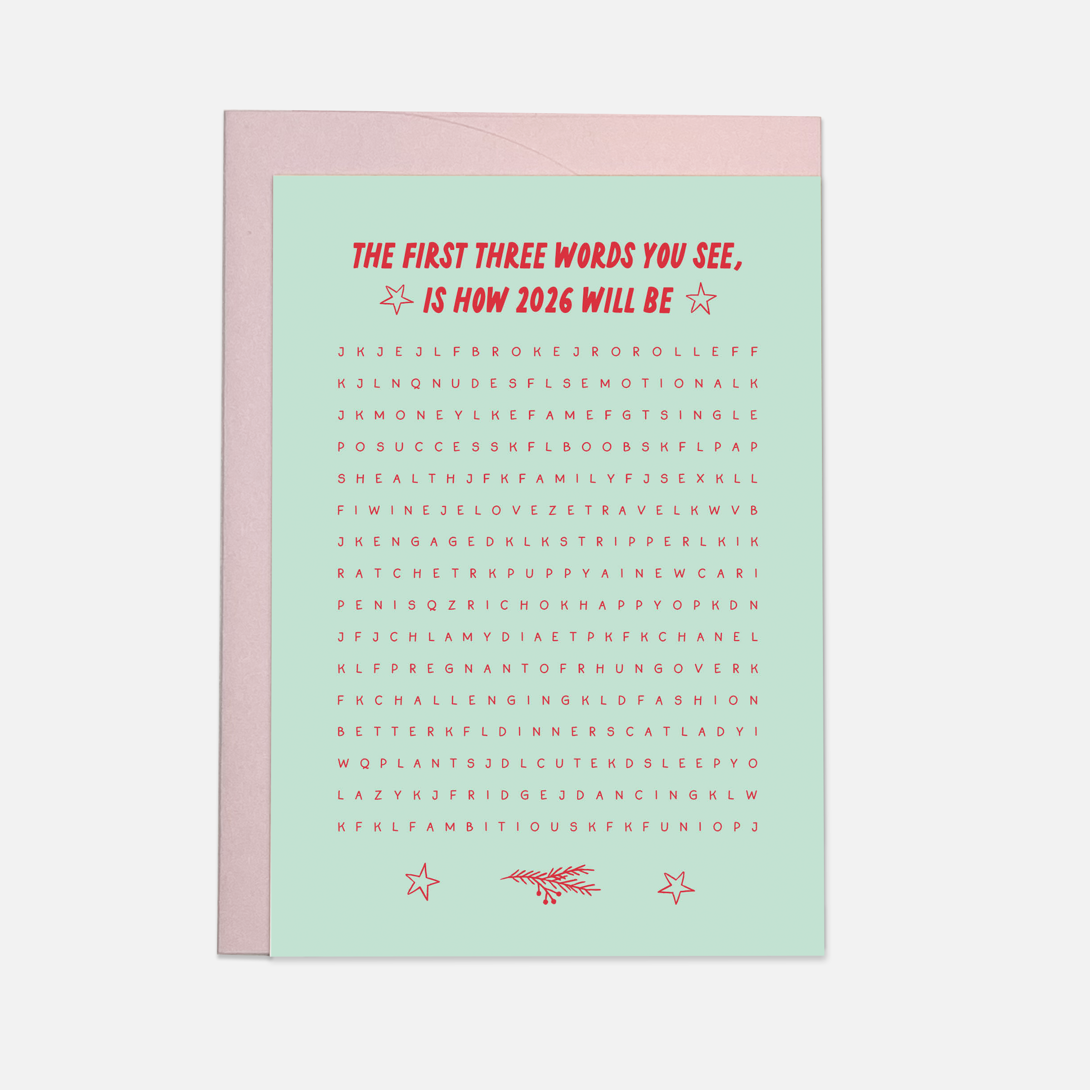 Eerste drie woorden 2026 wenskaart