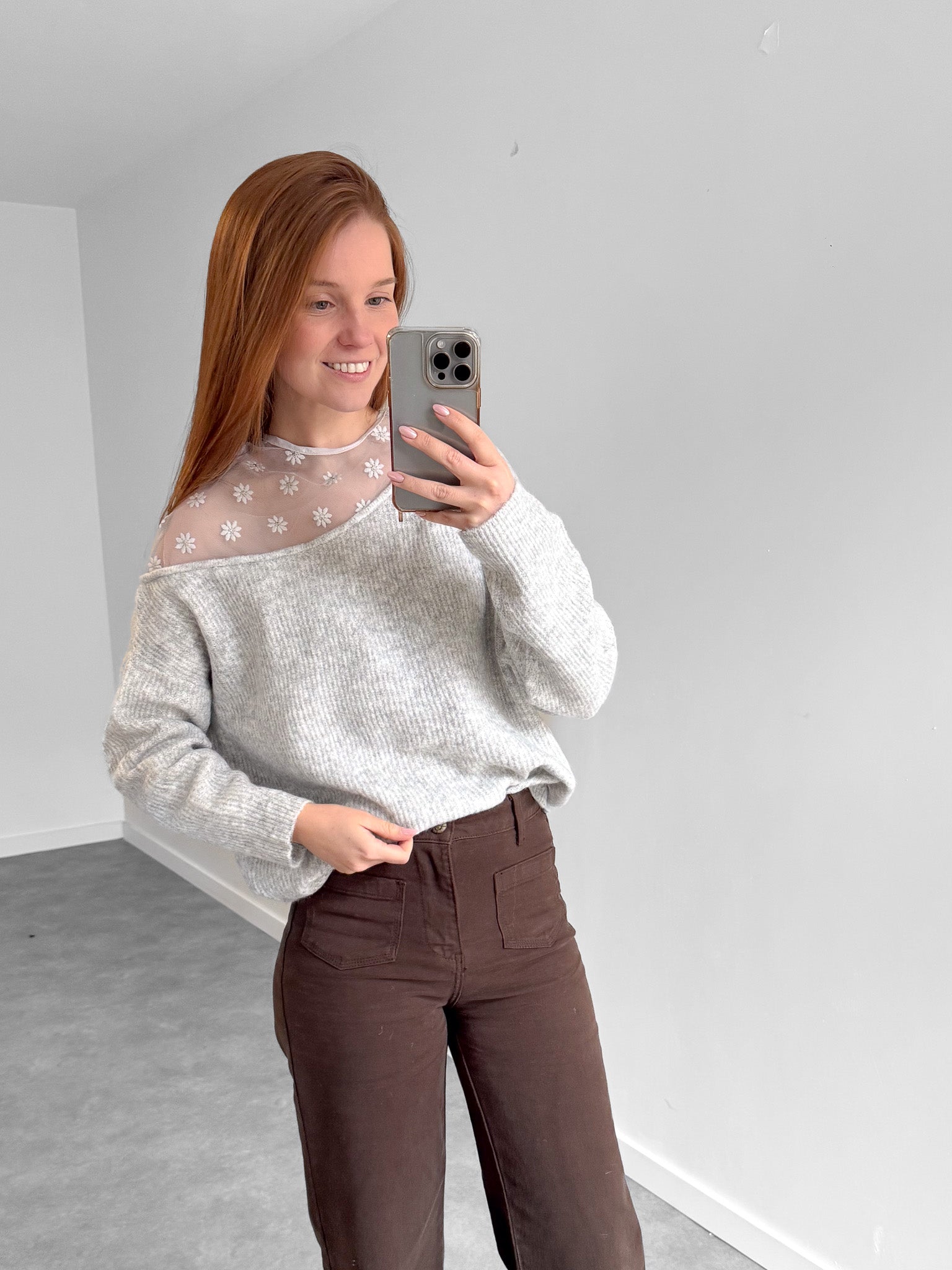 Trui Madeliefjes grijs