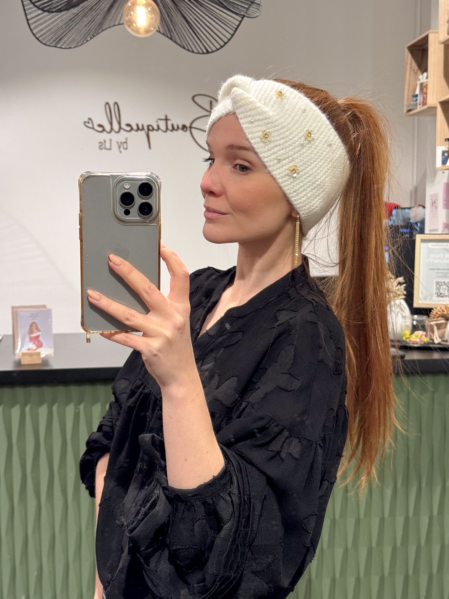 Haarband parel bloem