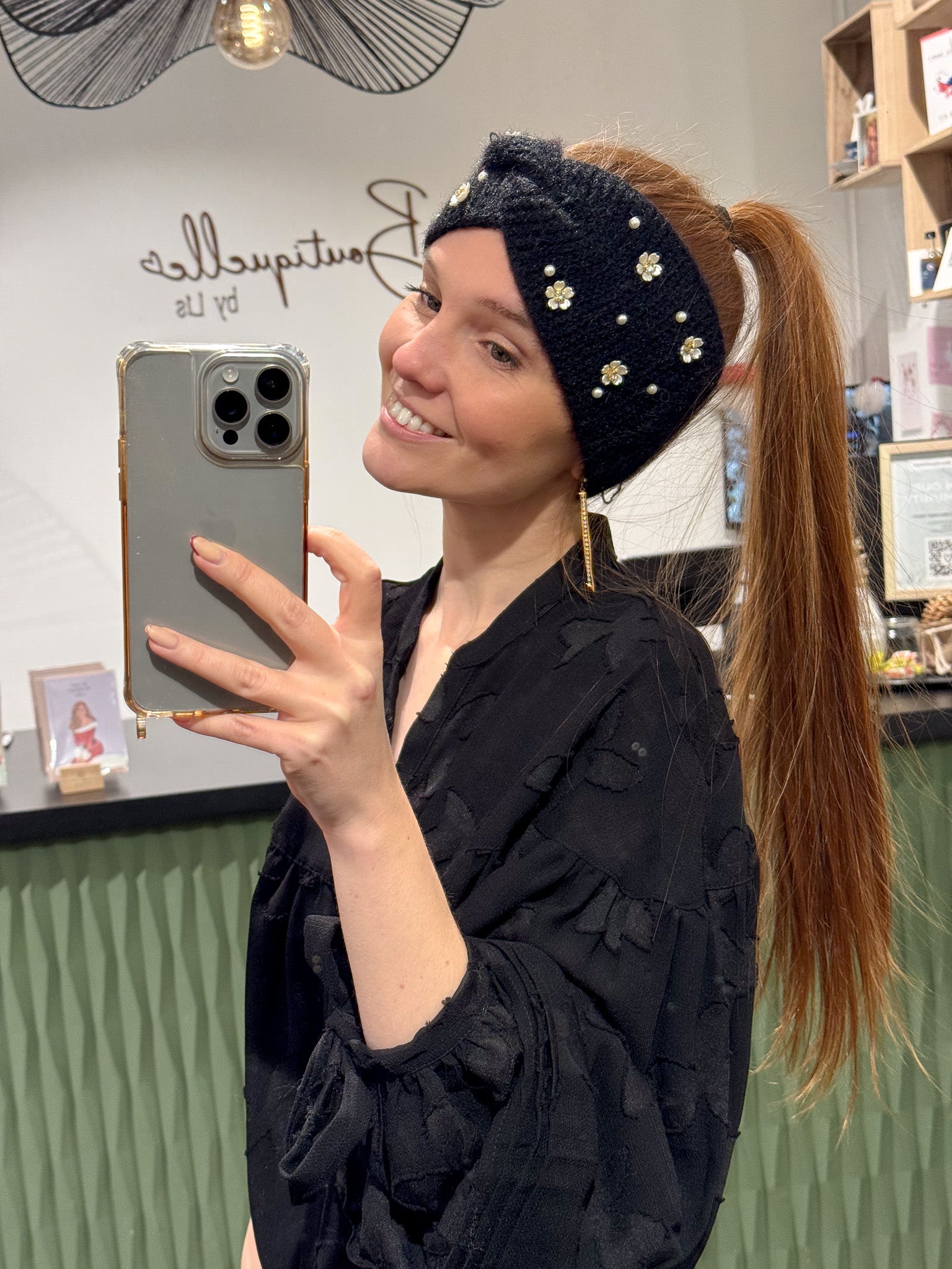 Haarband parel bloem