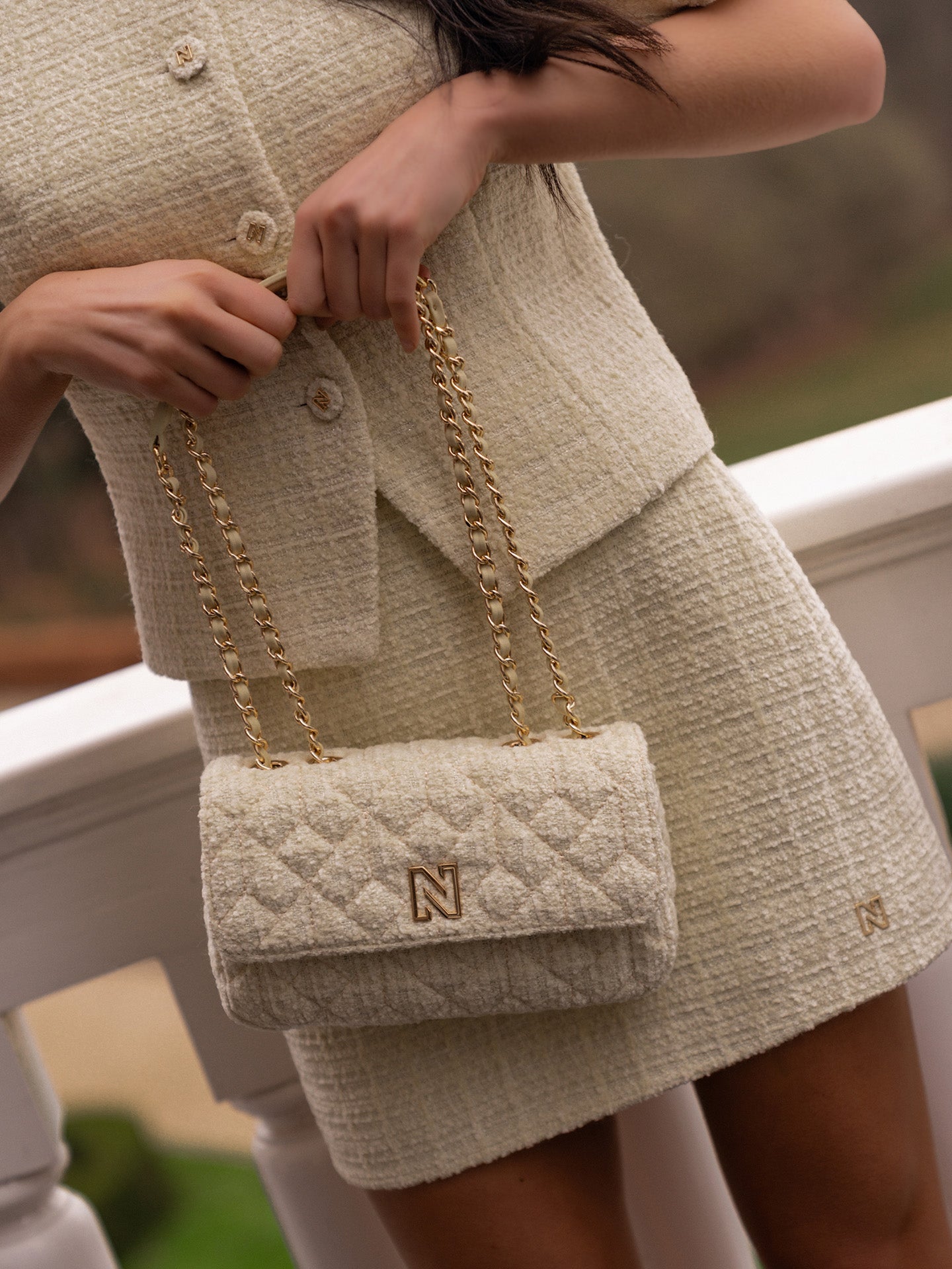 NIKKIE Ann tweed bag geel