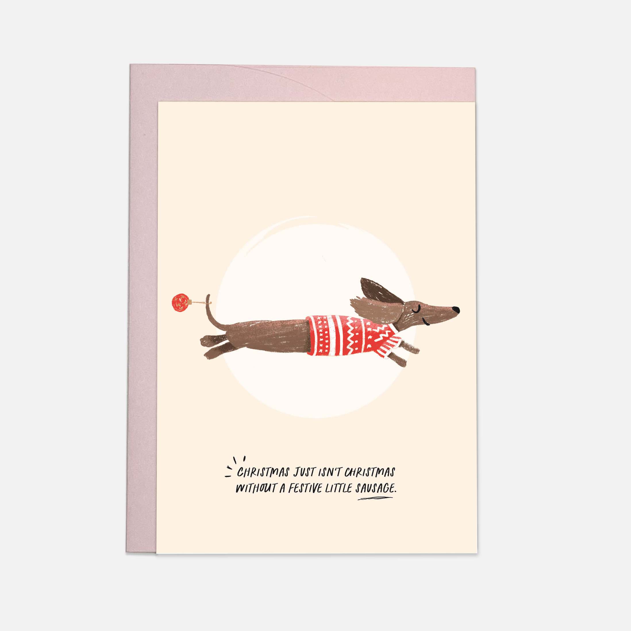 Feestelijke wenskaart met worst
