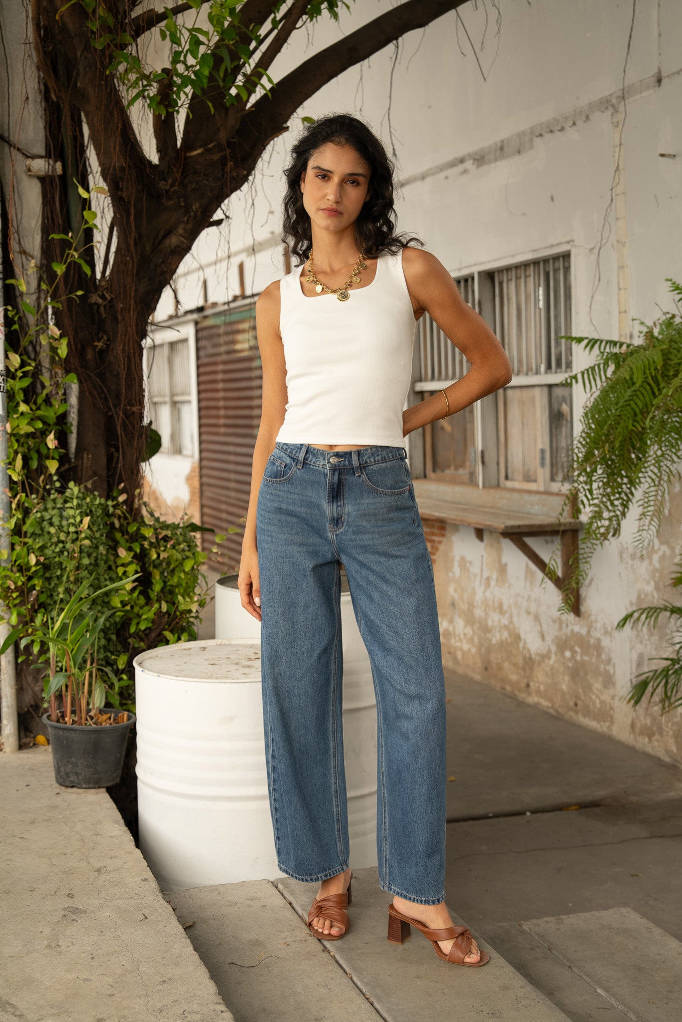 Barrel jeans Brune