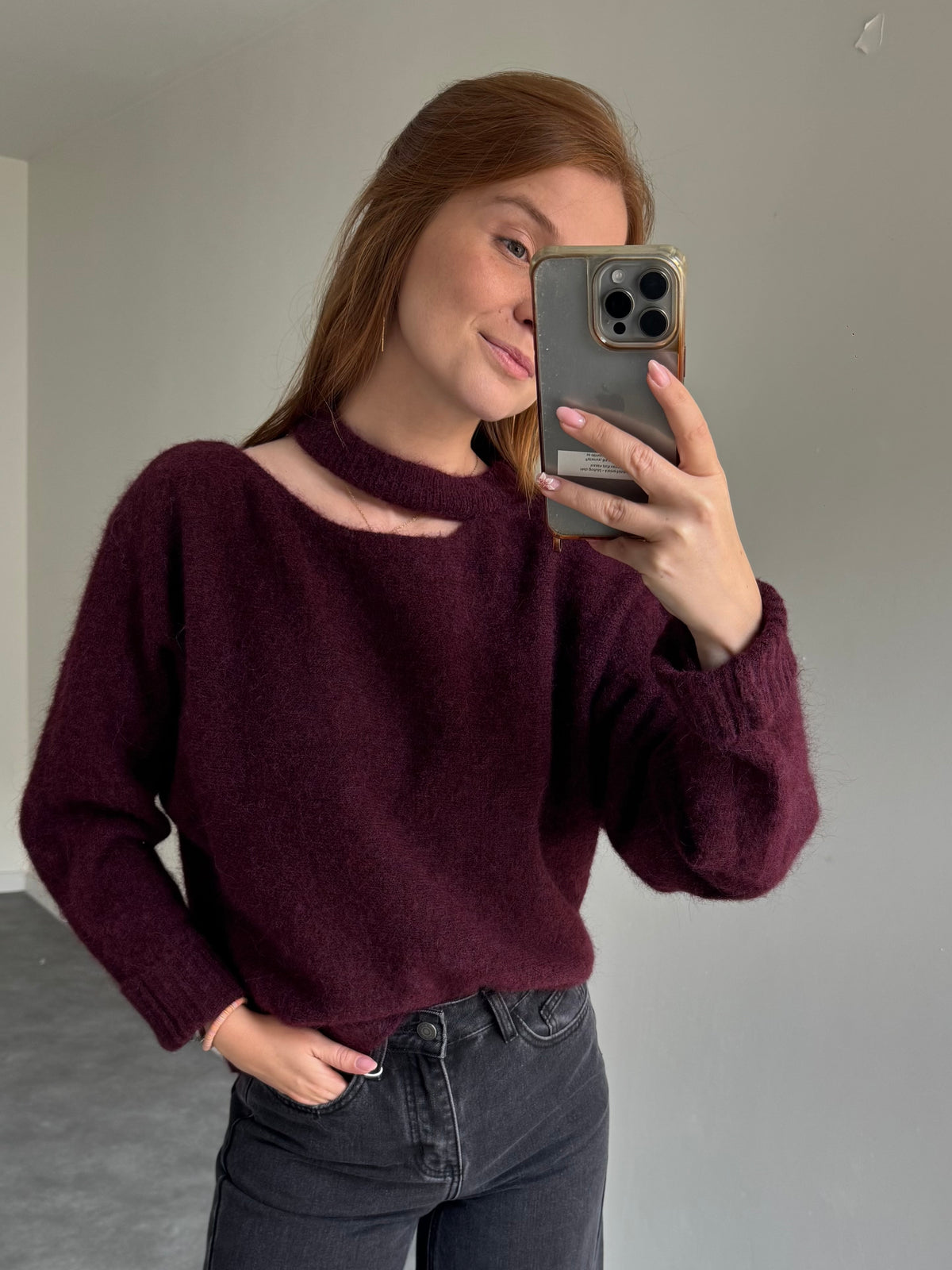 Trui Saar longsleeve bordeaux