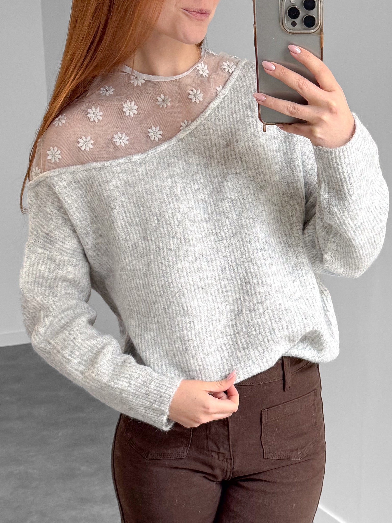 Trui Madeliefjes grijs