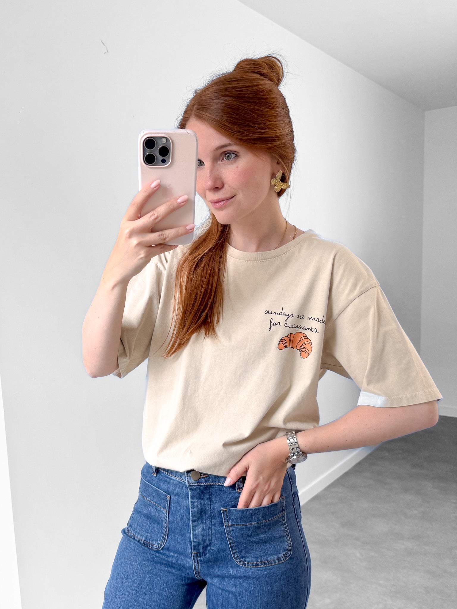 T-shirt Croissant beige