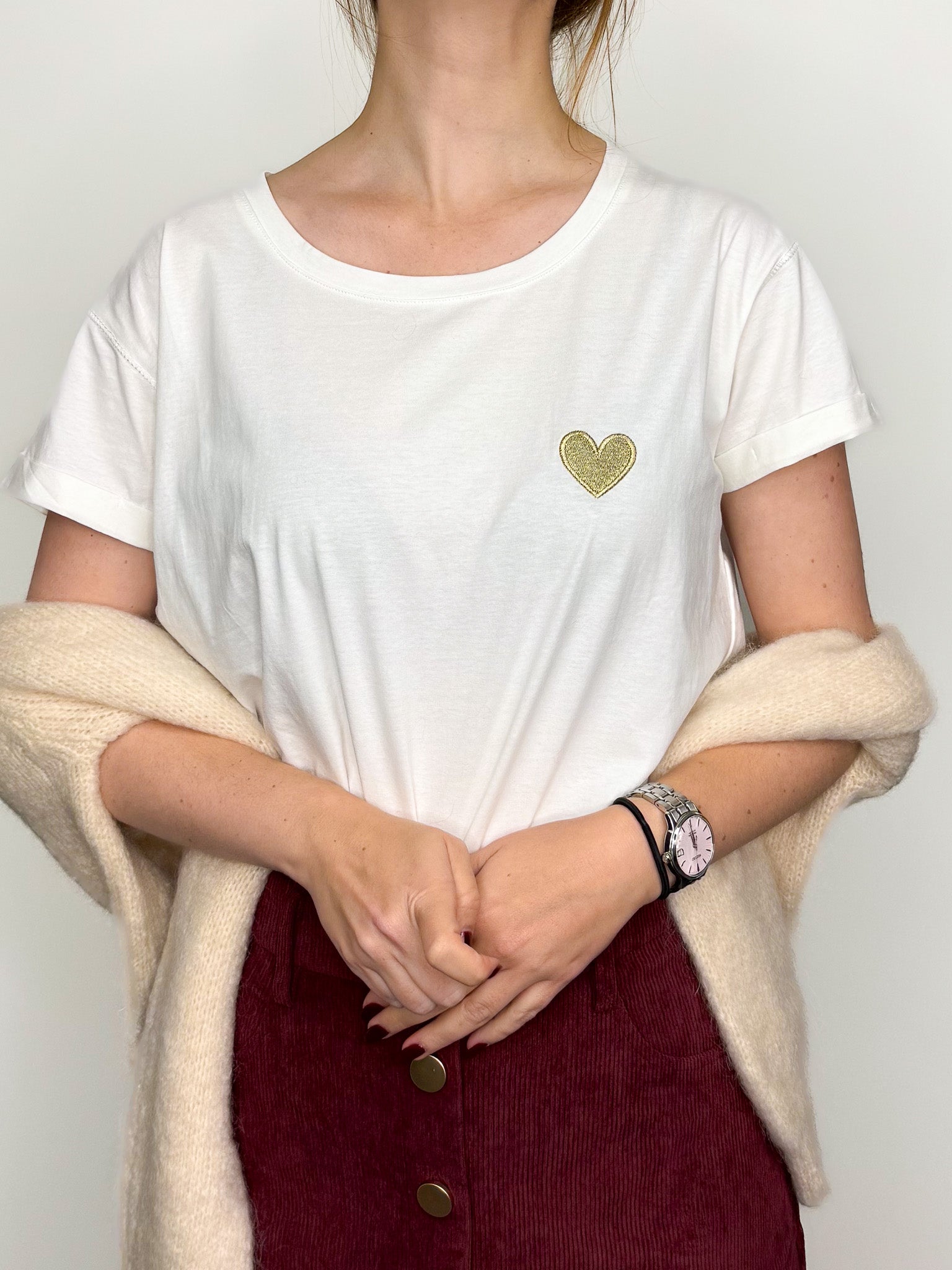 T-shirt hart goud