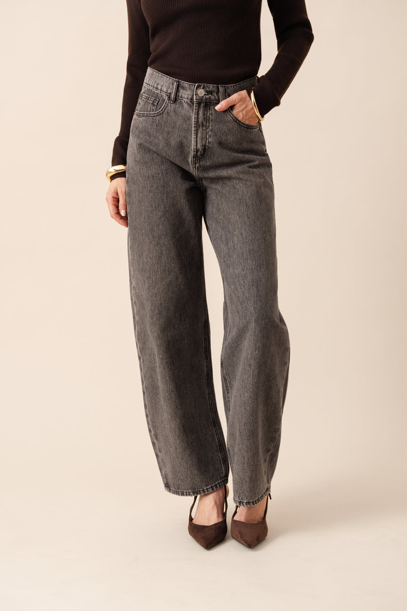 Jeans Brune barrel grijs