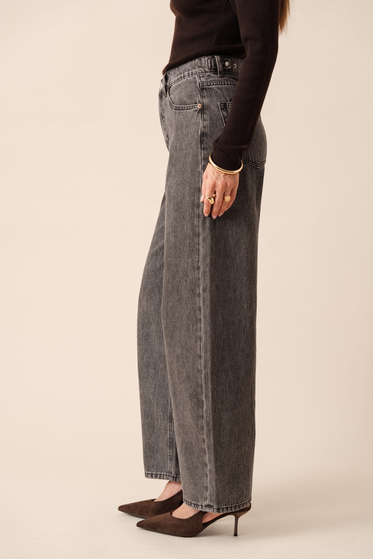 Jeans Brune barrel grijs